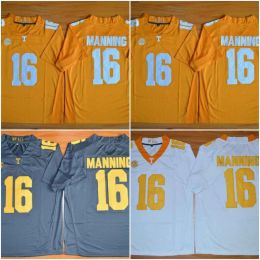 #16 Jerseys de fútbol americano universitario de Peyton Manning cualquier número de nombre de Tennessee Voluntarios NCAA Jersey Stured Mens Jóvenes