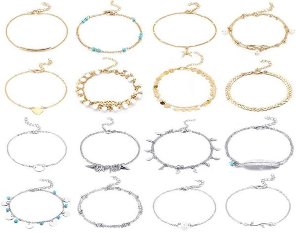 16 Pièces Pieds Cheville Chaînes Bracelets Réglable Plage Cheville Pied Bijoux Ensemble Bracelets de Cheville pour Femmes Filles Barefoot3566877