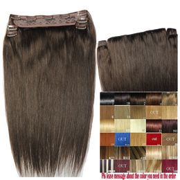 16 "-28" Ensemble de cinq pièces 200g 100% Brésilien Remy Clip-in Extensions de cheveux humains 9 Clips Naturel Droit