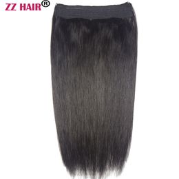 16 "-28" une pièce ensemble 160g 100% brésilien Remy Extensions de cheveux humains ligne de poisson sans clips naturel droit