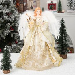 16 "Angel Christmas Angel Doll Toy Beeldje Kerst Ornamenten Ambachten met Wing Home Natal Decoraties Feestelijk cadeau