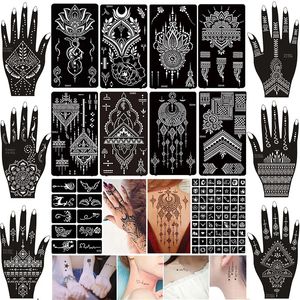 16 vellen tijdelijke tattoo stencil henna tattoo sticker body art sticker voor mannen vrouwen henna patroon 240108