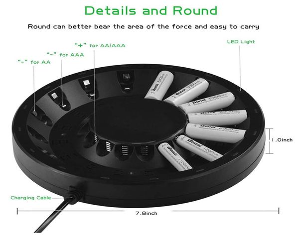 16 emplacements AAA AA Chargeur de batterie Smart 16 Bay KTV Microphone Nimh Batteries rechargeables Adaptateur de charge7163780