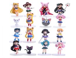 16 stks set anime Sailor Moon Sailor Mercury Venus Mars Figuur Tsukino Usagi Jupiter Saturnpvc SpeelGoed Action Figuur Set9212308