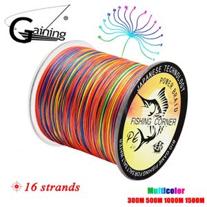 16 strengen PE Braid 300M500M1000M1500M Gevlochten Vislijn Multicolor Super Power Japan Multifilament SaltwaterFreshwater 240407