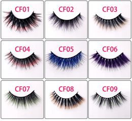 16 style 5D coloré vison cheveux dégradé couleur faux cils épais vison cheveux faux cils Extension naturelle faux cils 60 ensembles