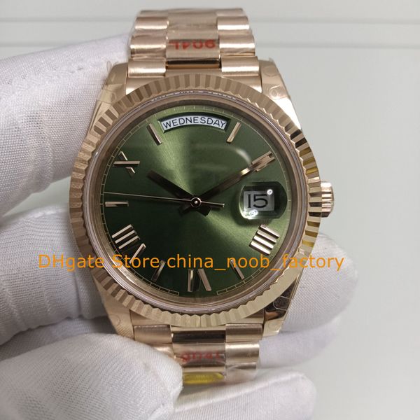 Reloj de 16 estilos Fecha para hombre 40 mm Sólido Oro Everose de 18 k Esfera verde oliva Cristal de zafiro Acero 904L Cal.3255 Movimiento Mecánico automático V12 Relojes Relojes de pulsera