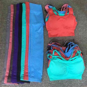 16 stijlen Dames 2 stks Naadloze Yoga Set Hoge Taille Gym Mesh Leggings Bra Tops Pak Fitness Workout Sport Running Sportswear Sets 210802