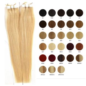 16 à 24 pouces ruban adhésif dans les extensions de cheveux couleurs de trame de peau cheveux remy blonds 20pcsbags adhésif double face cheveux humains 2646759