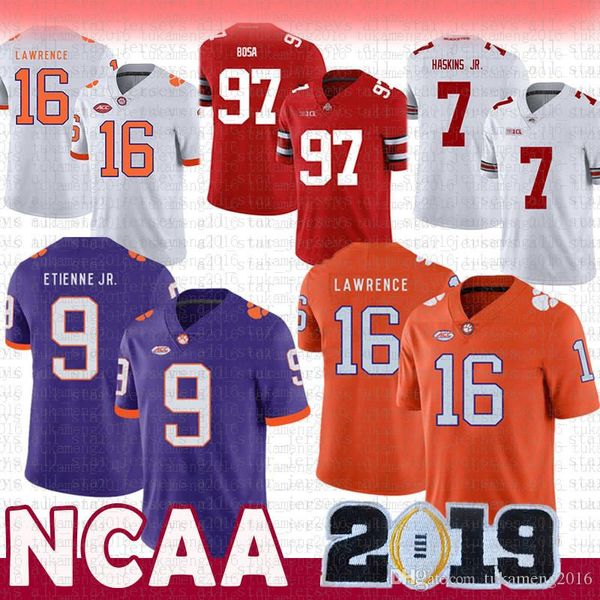 16 Trevor Lawrence 9 Travis Etienne Jr. Clemson Tigers Maillot NCAA Tom Brady 97 Nick Bosa 7 Dwayne Haskins Jr Ohio State Buckeyes