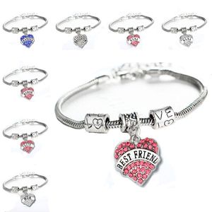 Diamond Love Heart Bracelet Crystal Mom Tante fille Grand-mère croit Hope Friends Charm Bracelets Femmes enfants Bijoux de mode et sable