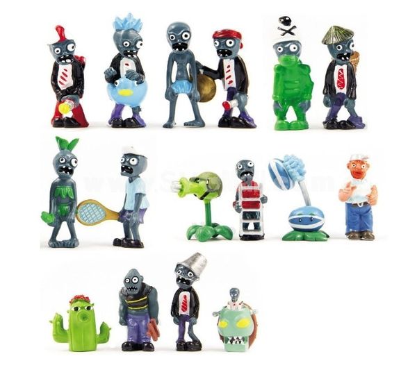 Plants vs Zombies Games Role Action Figures Display Toys PVC Gargantuar Craze Dave Dr. Zomboss 16Pcs Set