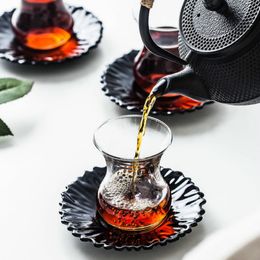 160/170ml Copa de té negro Sets Saucer Cafe Gases de té de café Espresso Kit de vidrio de vidrio resistente al calor del calor