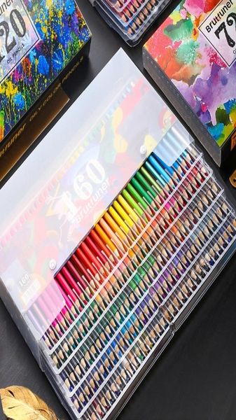 160 couleurs dessin professionnel huile crayons de couleur ensemble artiste croquis peinture en bois couleur crayon école Art fournitures Y2007096103216