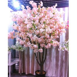 160 cabezas de seda flor de cerezo ramo de flores artificiales de seda árbol de flor de cerezo artificial para la decoración del hogar para la decoración de la boda DIY Z1120