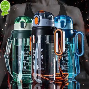 1600/2100ml Sportwasserflasche Outdoor auslaufsicher Fitness Gym Training Stroh Wasserbecher Shaker Flasche mit tragbarem Griff