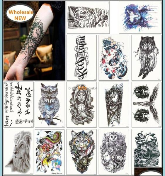 1600 Styles demi manches tatouage autocollant bras temporaire tatouages étanche accepter personnalisé mélangé aléatoirement Sent3745587