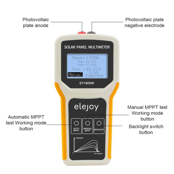 Panel fotovoltaico de 1600 W Multímetro Panel solar MP Tester PT Probador Abierto Voltaje de voltaje Dispositivo