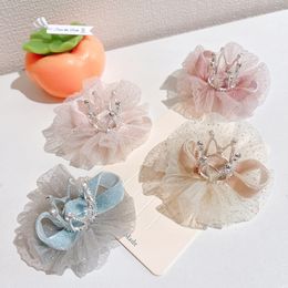 16058 Kinderen Lace Bowknot Crown Hair Clip Sweet Bobby Pin Baby Girl Pincess BRASTTE Side Hairclip Hair Accessoires