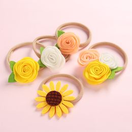 16061 Niet-geweven rose hoofdband voor meisjes Kids Handmade Hair Band Cute Baby Headwar Super Soft Children Hoofdbanden