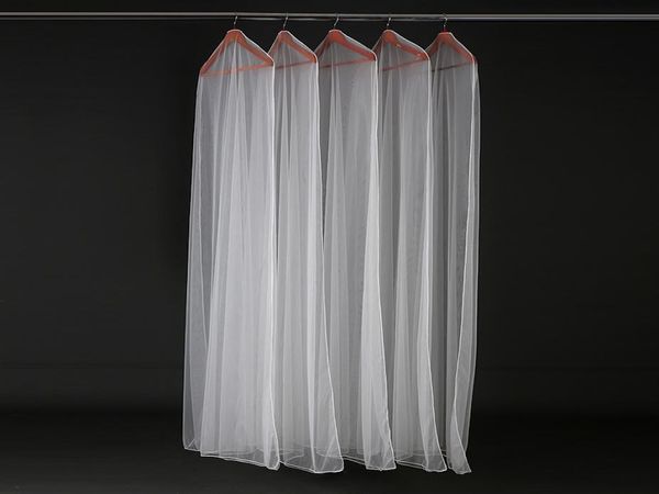 160cm 180cm robe de mariée transparente Couverture de poussière Sac de vêtements en tulle doux Sac de vêtements nuptiale Scratch Scratch Net Yarn Bag1821258