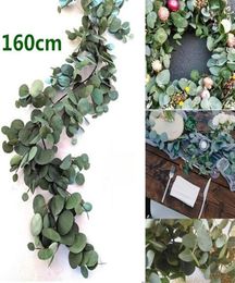 Guirlande d'eucalyptus artificielle 160CM | Rotin suspendu, verdure de mariage, feuille de saule, centres de Table, fête, décor de café, nouveau280V7403352