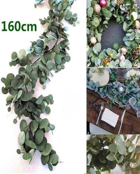 160 cm Eucalyptus artificiel Garland Skatt Mariage Greenery Willow Leaf Table Centres Party El Cafe Decor New280V5385914
