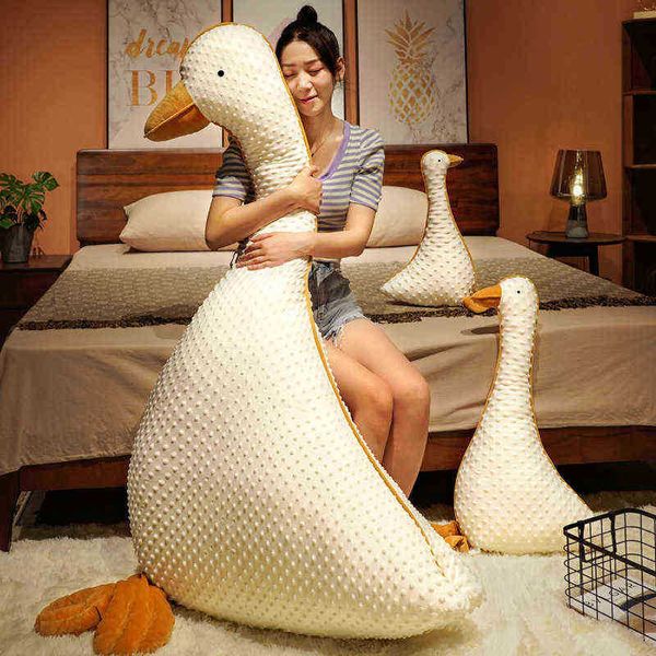 160cm Big Duck Plux Jouets Massage Détendez-vous Sleep Sleep Pillow Animal Animal Swan Goose Soft Dolls Floor Mat Girl Girl Girl Giver J220729