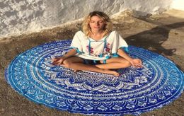 160 cm Grand serviette de plage ronde bleu lotus fleur de baignoire serviette de bain bleu peton pavétte indien mandala mur tapisserie suspendue thro8587700