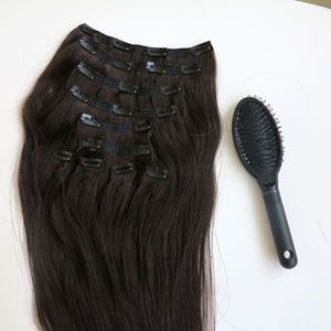 160G 20 22 inch 100% Menselijk Haar Clip in Hair Extensions Smooth Braziliaans Haar 1B # / Uit Black Remy Straight Hair 10 stks / set Gratis kam