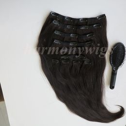 160g 20 22 inch Braziliaanse Clip in haarverlenging 100% menselijk haar 1B #/Off Zwart Remy Steil Haar weeft 10 stks/set gratis kamFM1B