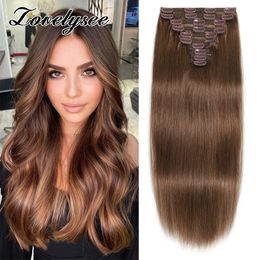 160G 200G Dikke Uiteinden Clip in Menselijk Haar Volledige Hoofd Braziliaanse Straight Natuurlijke Remy In Haarstukje 10 stuksset 240130