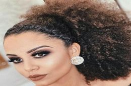 160g afro-américain afro brun foncé afro Puff 3c Curly Curly DrawString Pony Extension Heuvr