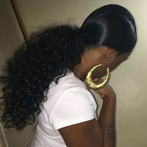 160G Menselijk Haar Kinky Ponytails Haarstukken voor Amerikaanse Zwarte Vrouwen Kinky Krullend Paardenstaart Drawstring Clip op Pony Tail Extension 1b Kleur