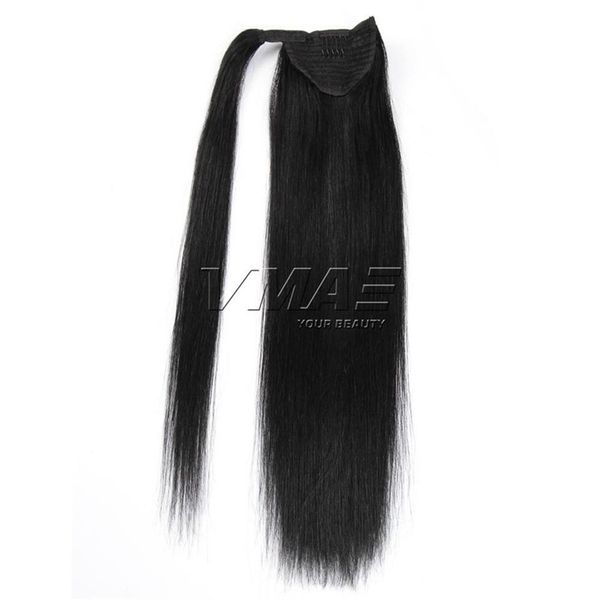 160 g Indian remy Virgin Hair Cutícula alineada Afro Kinky Staight Body Wave Sin desprendimiento Envoltura de cola de caballo Negro natural para extensiones de cabello humano