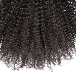 160G Indian Virgin Hair Cuticle Early Afro Kinky Staight Body Wave No Tangle Ponytail Wrap Natural Black voor Human Hair Extensions