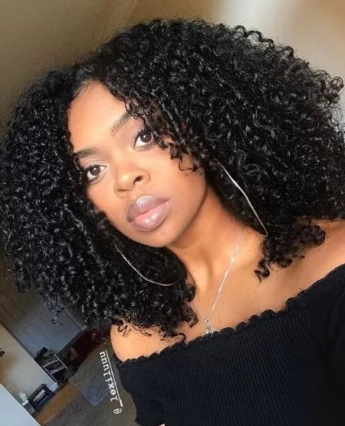 160g Kinky Curly cheveux humains Ponytail Natural Non Remy Hair prêle trou serré Clip In Drawstring Ponytails Extensions de cheveux Drak Brown