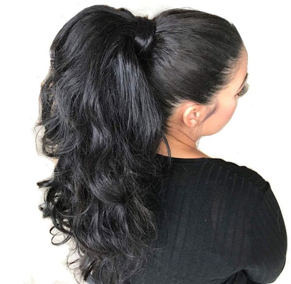 160g Long haut Body Wave Ponytail Wrap Cordon, Extension de cheveux de queue de cheval ondulée de qualité vierge indain pour les femmes noires Cheveux brésiliens