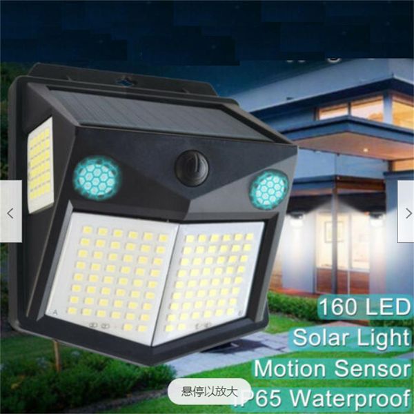 160LED lumière solaire extérieure Solars lampes murales PIR capteur de mouvement lampe étanche lumières solaires pour jardin décoration rue chaude