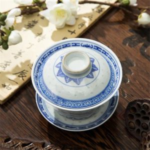 Bol de thé en porcelaine Retro Jingdezhen Retro Jingdezhen avec Saucer Kit Master Blue et White Tea Tureen Drinkware Kung Fu Tea Cadeaux