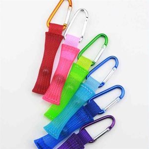 Fidget Mesh Marble Sleutelhanger Braid Mesh Tube met Glazen Bal Stress Relief Toy With Carabiner Clip Finger Fun Desktop Game Bag Hanger H4109ZN