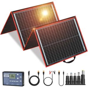 Kit de panneau solaire portable 160W avec 2 sorties USB pour les batteries 12V, chargeur solaire pliant léger pour RV, camping, marin - 9 lb