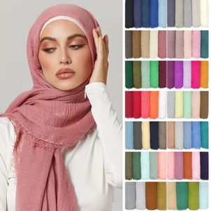 161 kleuren geplooide gewone hijab sjaal bubbel vaste moslim tulband rimpel vrouwen sjaals sluier rimpel sjaalhoofdscarf 240425