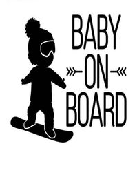 1612 cm Blanc Black Baby à bord de la voiture à bord Boy sur Snowboard Vivyl Car autocollants CA5828296719