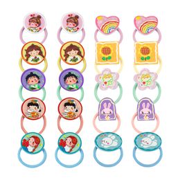 16162 Baby Girls Hair Rope Resin Cartoon Cute Girl Rainbow Heart Kids Hair Ring High Elastic Hairband Niños Hairs Rings