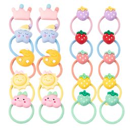 16164 lieve babymeisjes haar touwhars cartoon strewberry ster kroon zon kinderen haarring hoge elastische haarband kinderen haren haren ringen