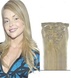 1622 pouces Cliptères à cheveux blonds blonds Ins Double trétère Clip de cheveux humain en extensions REMI CUILE CUPILE FULLE7200801