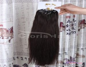 1622quot 2 Micro RingLoops en silicone brun le plus foncé Extensions de cheveux humains Remy Micro LinkBeads Cheveux indiens soyeux raides 50g 1339113