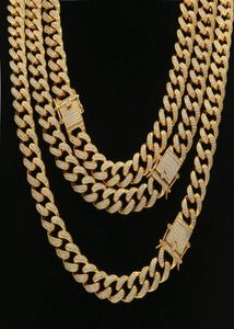 1624inch Diamond Zircon Cuban Link Chain Nekclace Hip Hop Jewelry Set 18k Gold Diamond Buckle Link Chains Colliers For Men Will 8031711