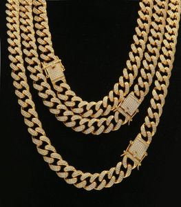 1624inch Diamond Zircon Cuban Link Link Link NEKClace Hip Hop Jewelry Set 18k Gold Diamond Buckle Link Chains Colliers For Men Will 3638533